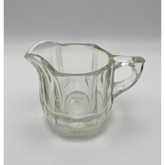 Vintage Starburst Crystal Clear Class Creamer Starburst Bottom Design USA Used - Picture 2 of 6